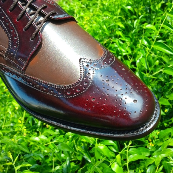 DLT Men\'s Hand Crafted (2) Tone Genuine Leather Wing Tip Goodyear Welted Oxfords main image 5
